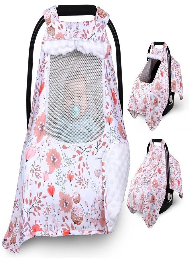 Bnditeu Car Seat Cover Baby, Carseat Covers Baby with 2 Layers Breathable Zipper Windows, Windproof Infant Car Seat Cover, Kick-Proof Baby Carrier Cover for Baby Girl Newborn Essentials - Image 1